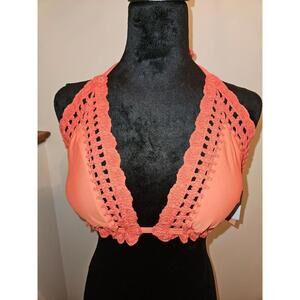 Shade and Shore bikini top - Size Large - Orange knit - BNWT